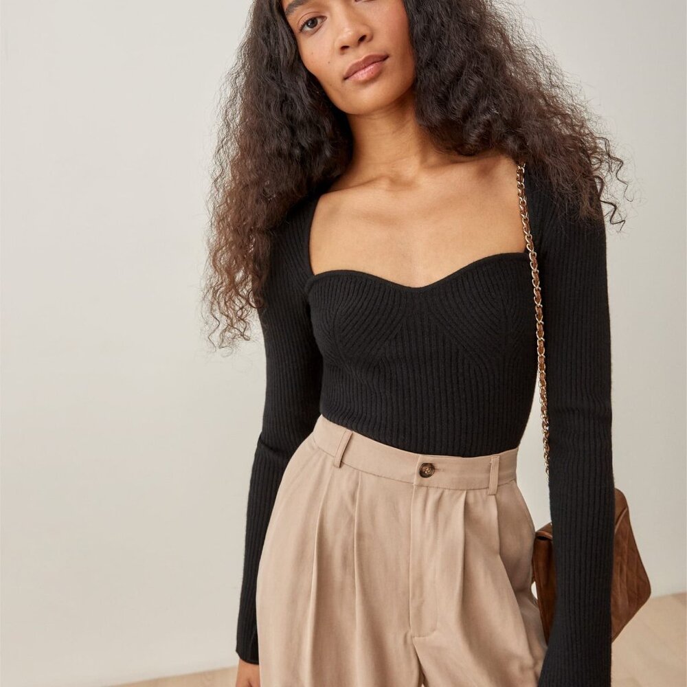 REFORMATION Glenna Cashmere Black